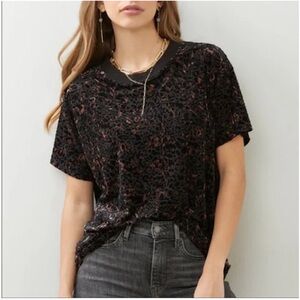 Free People We The Free Velvet Teddy Burnout Short Sleeve Tee Oversized XS